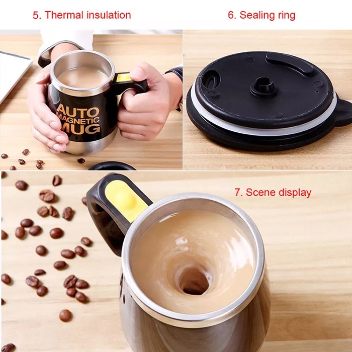 Gelas Mug Aduk Otomatis Gelas Unik Automatic Magnetic Stirring Cup USB Charge 400ml