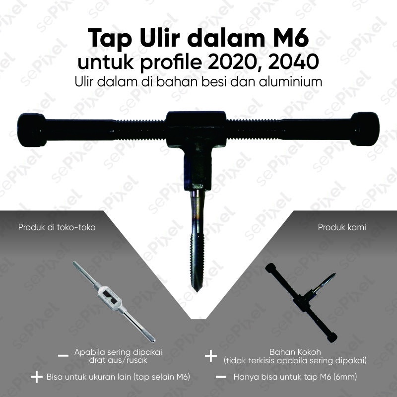 Tap Ulir dalam M6 untuk profile 2020 &amp; 2040 CNC