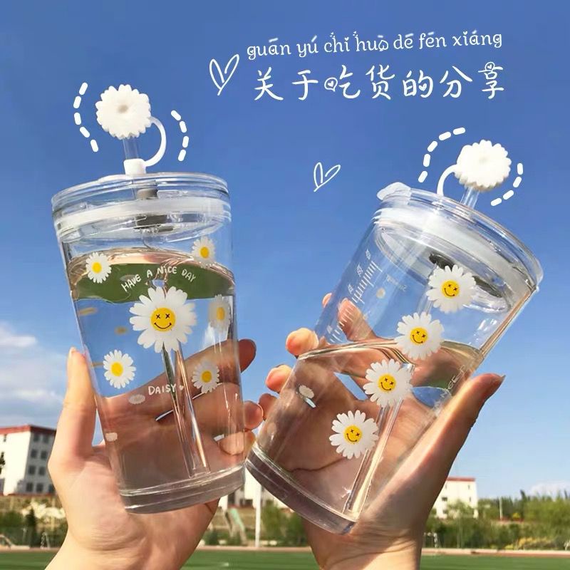 Gelas Tumbler Dengan Sedotan Go Green Milk Cup Tumbler Glass With Straw