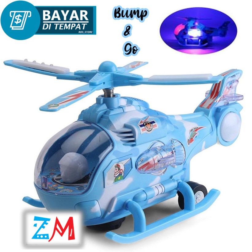 Mainan Anak Helikopter Mini Bump and Go Lampu-3