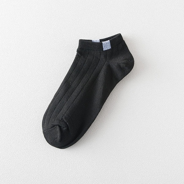 Kaos Kaki Wanita Pendek Polos Sporty / Kaos Kaki Ankle Import Panjang Semata Kaki Bergaris / TS-32-Hitam