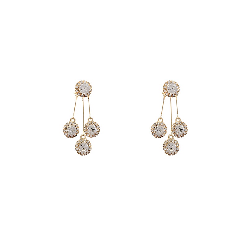 Anting Tusuk Gantung Bahan Sterling silver 925 Hias Zircon Gaya Mewah Berkilau Untuk Wanita