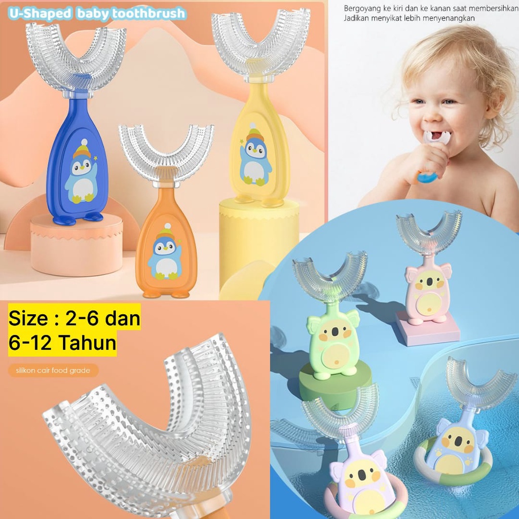 Sikat Ggi Silikon Bayi Anak Sultan Bentuk U Sikat Gigi Anak | tooth brush baby silicon type U 360° sikat gigi anak Karakter