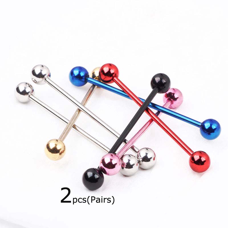 2Pcs Anting Tindik Barbell Model Barbel Bahan Stainless Steel 14g