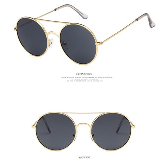 Kacamata Hitam Frame Bulat Gaya Retro untuk Pria / Wanita