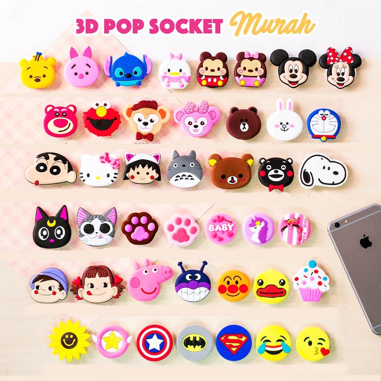 POPSOCKET 3D KARAKTER 50 VARIASI / 3D CARTOON POP SOCKET AKSESORIS HP DD205