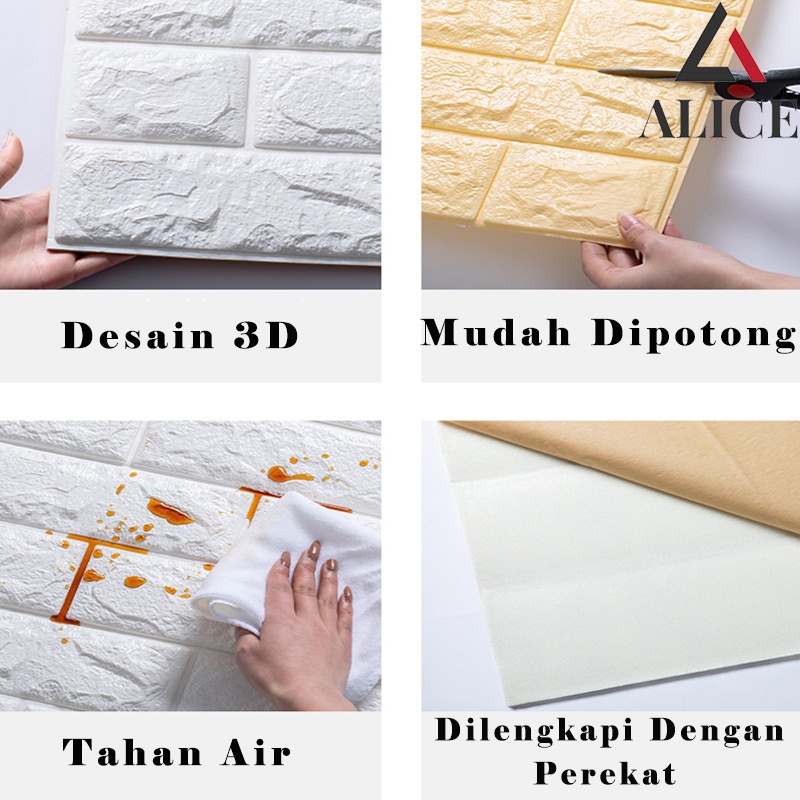 1 Wallpaper Dinding Wallpaper 3D Walpaper Foam Motif Batu Bata Good Quality Pabrik 70x77CM Ketebalan Sebenarnya 6MM-4