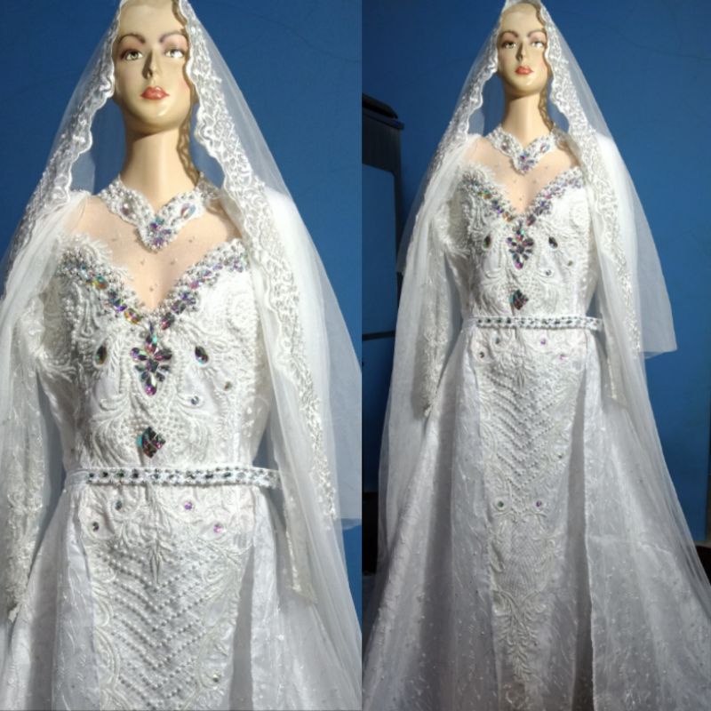 Gaun Slim Putih bersih Mewah