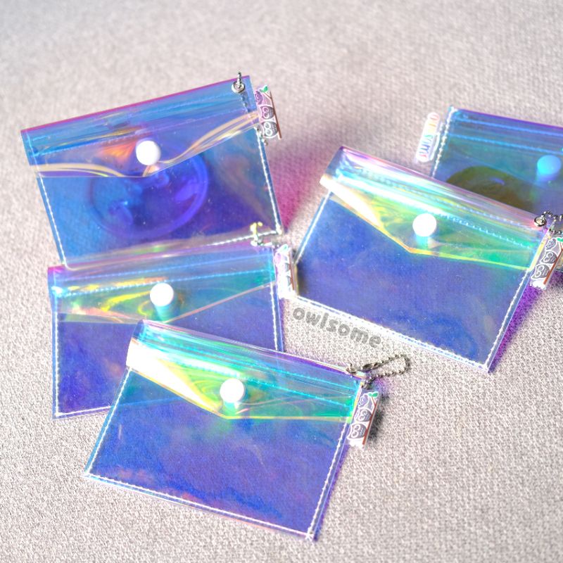 Hologram pvc pouch 2 slots, dompet kartu, dompet koin, uang, dll