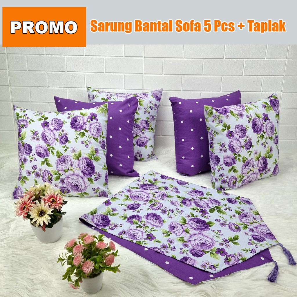 SET SARUNG BANTAL KURSI  SOFA UKURAN 40X40 (5 SARBAN)+ TAPLAK MEJA DEKORASI RUANG TAMU MEWAH