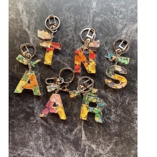 Paling Dicari.. FLOWER Resin Keychain | Gantungan Kunci Resin Bunga | Gantungan Kunci Resin Huruf | 