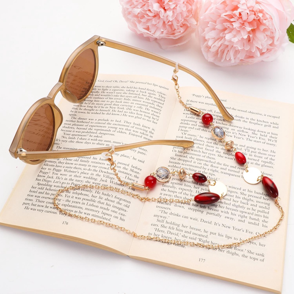 R-flower Crystal Glasses Chain Hot Around neck Rantai Kristal Sunglass Kalung Kacamata