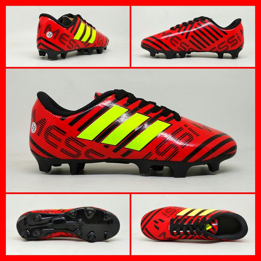 Sepatu Sepak Bola Anak Adidas Nemesis Merah Hitam List Hijau Kids