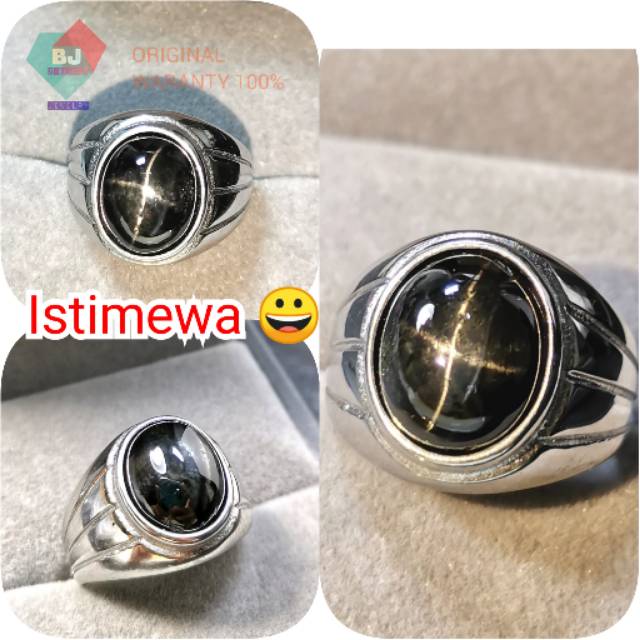 Batu Cincin Nilam Star Natural asli Alam Titanium Ring