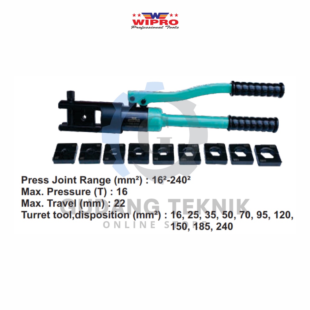 Tang Press Skun Hidrolik WIPRO YQK-240A / Tang Skun Kabel CRIMPING PLIERS WIPRO YQK240A - Tang Crimping Hydraulic YQK 240 A WIPRO