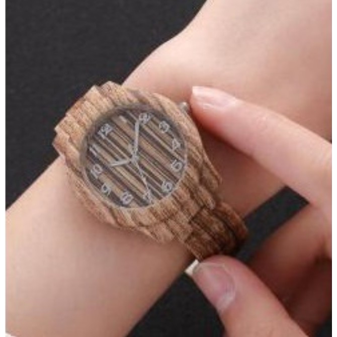 Jam Tangan KAYU Fashion Wanita Gaya Korea Casual Model Bulat Strap Quartz Analog Women Watches