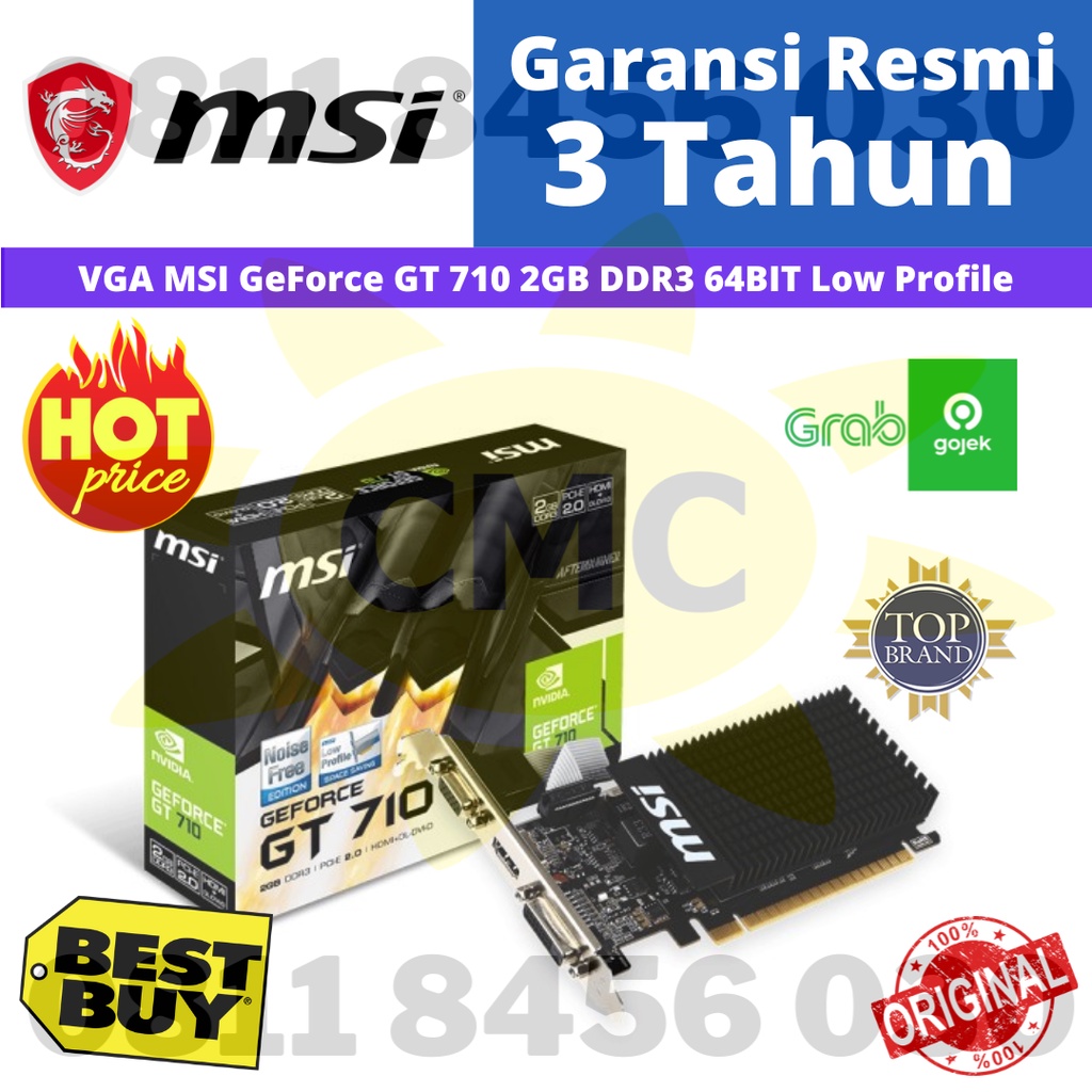 VGA MSI Geforce GT 710 GT710 2GB DDR3 64BIT Low Profile Resmi