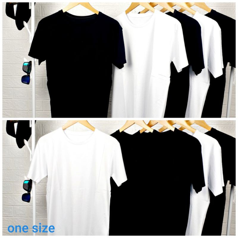Kaos Polos Pria Stretcy Tangan Pendek Hitam Putih Baju Lengan Pendek Cowok Laki Keren Murah Adem