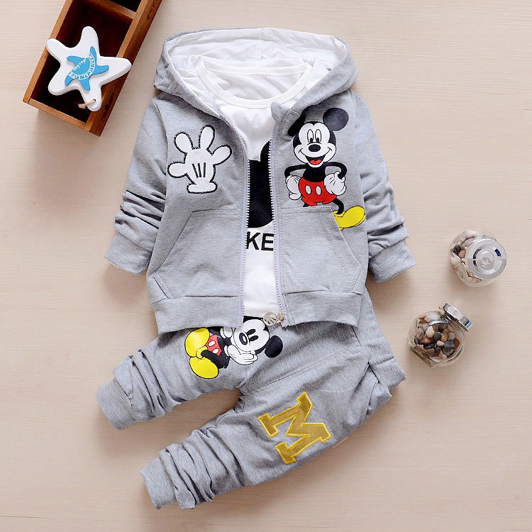 Baju Pakaian Anak Bayi Laki Cowok Perempuan Cewek Murah Import Jaket Kuning Merah Abu 3in1 Mickey