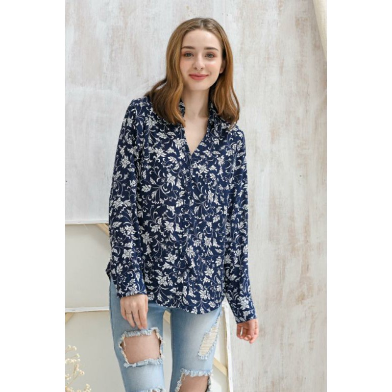 Exp** printed longsleeved blouse