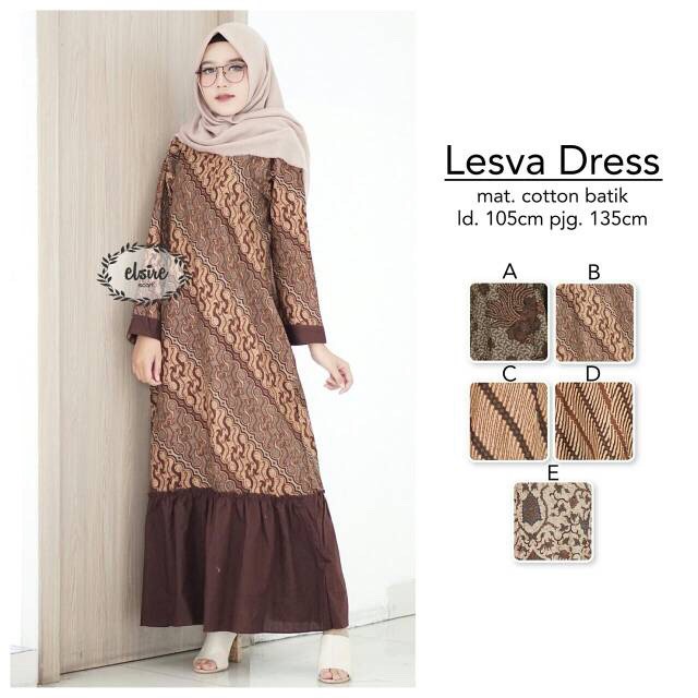 Lesva Elsire Gamis Sogan Premium Sarimbit Batik Modern Seragam Muslim