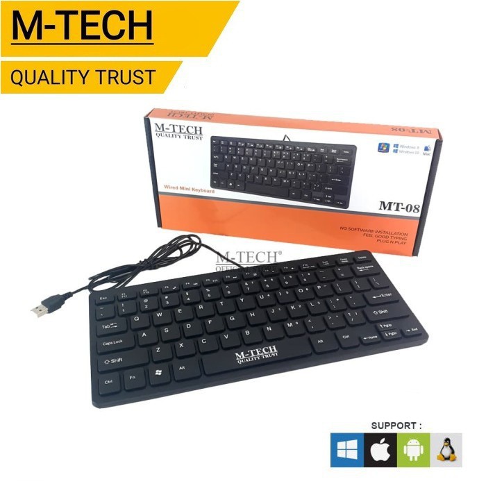 Keyboard USB Mini Wired M-TECH MT-08 Slim Multimedia Mtech MT08