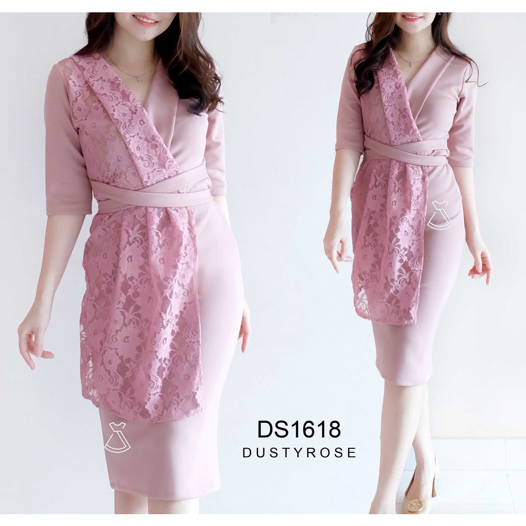 SEOLASOUL - DS1618 - DRESS SCUBA - DRESS SCUBA WANITA - DRESS PESTA WANITA - DRESS PESTA - MIDI DRES
