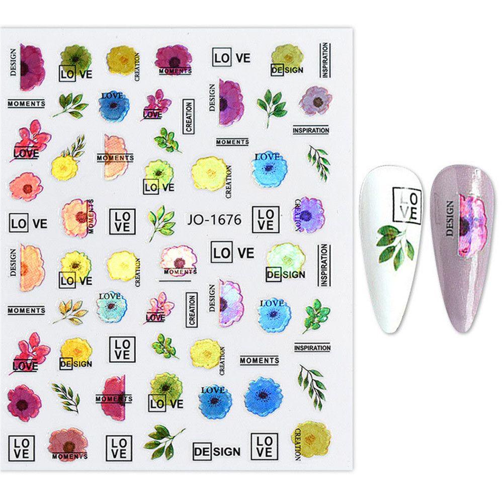 R-flower 3D Stiker Kuku Flowers Selfadhesive Hologram Nail Art Dekorasi