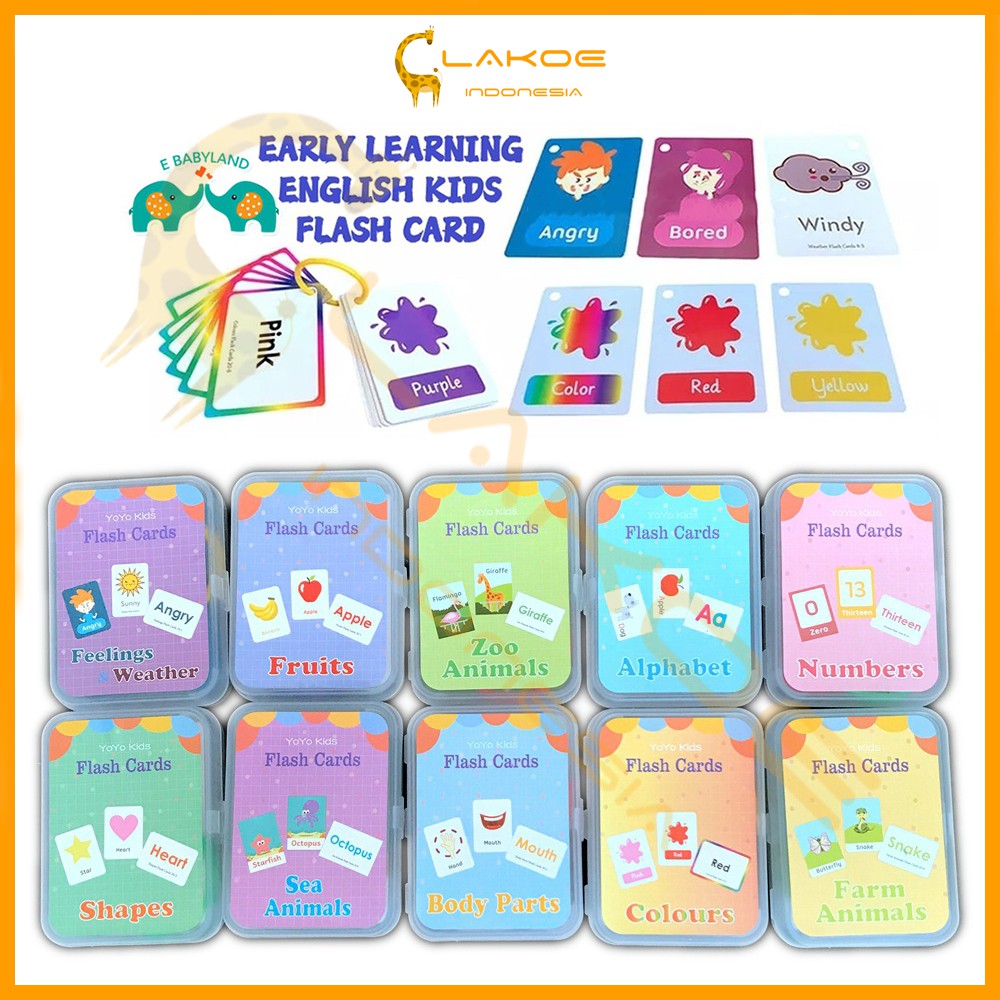 Flash Card Edukasi Anak Mainan Edukasi Anak Kartu Pintar Balita flash card Bahasa Inggris