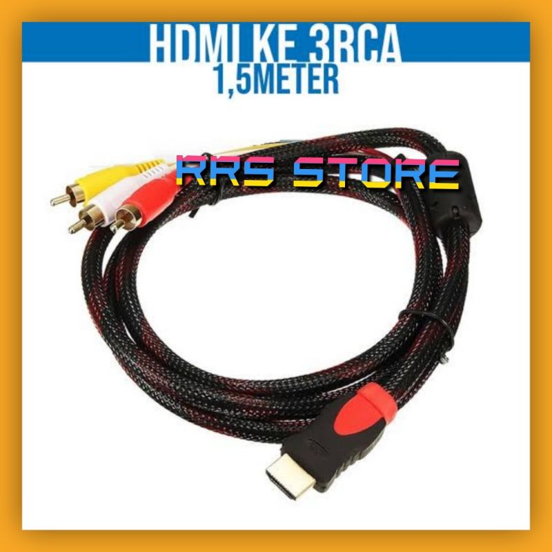 kabel murah Kabel HDMI TO 3 RCA 1.5M CABEL CONVERTER hdmi male TO 3 RCA 1,5meter MODEL JARING TERMURAH