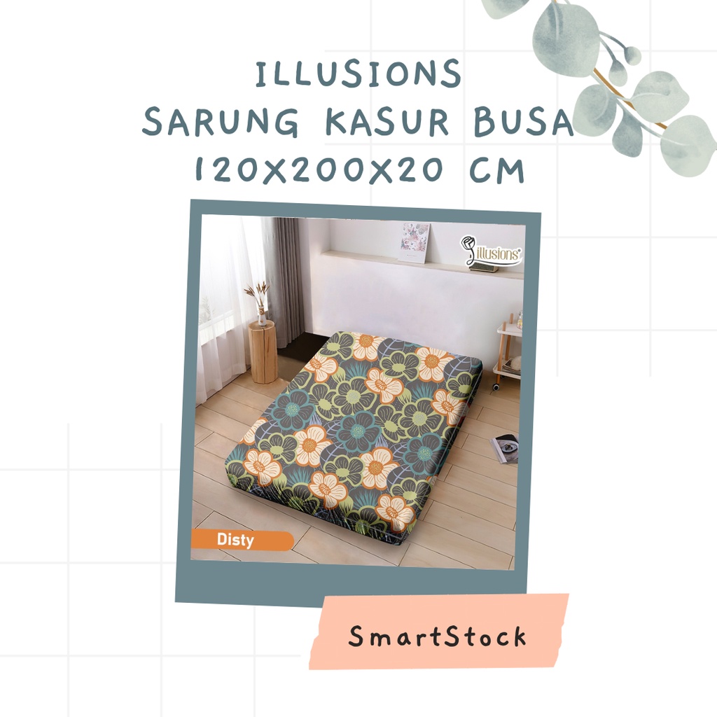 SS Sarung Kasur Busa Illusions 120x200x20 Sprei Retsleting 120 tinggi 20 Illusion