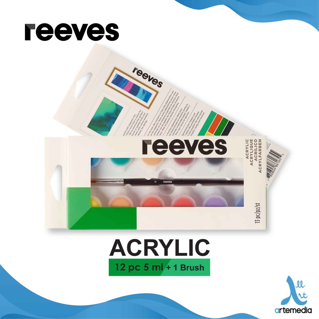  Cat Akrilik Reeves  12x5ml Mini Pot Acrylic Color Paint Set 