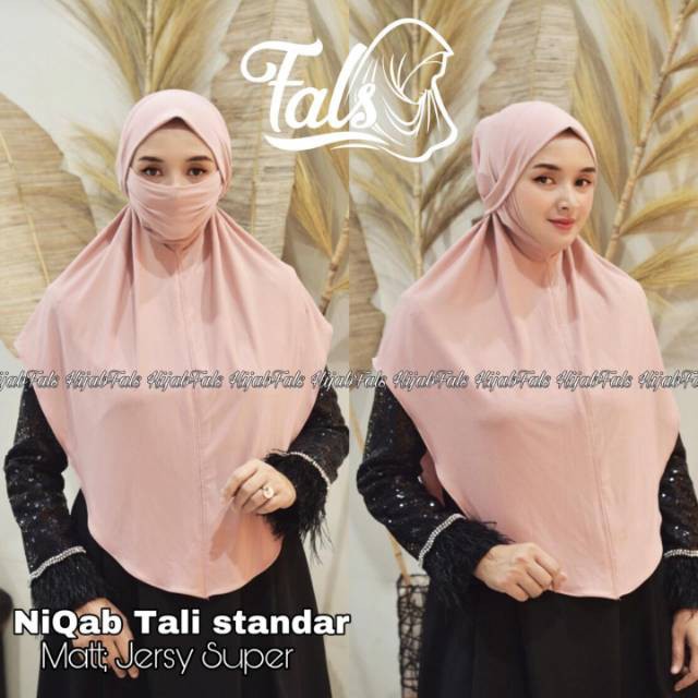 Jilbab niqob tali belakang ory merk Fals ya