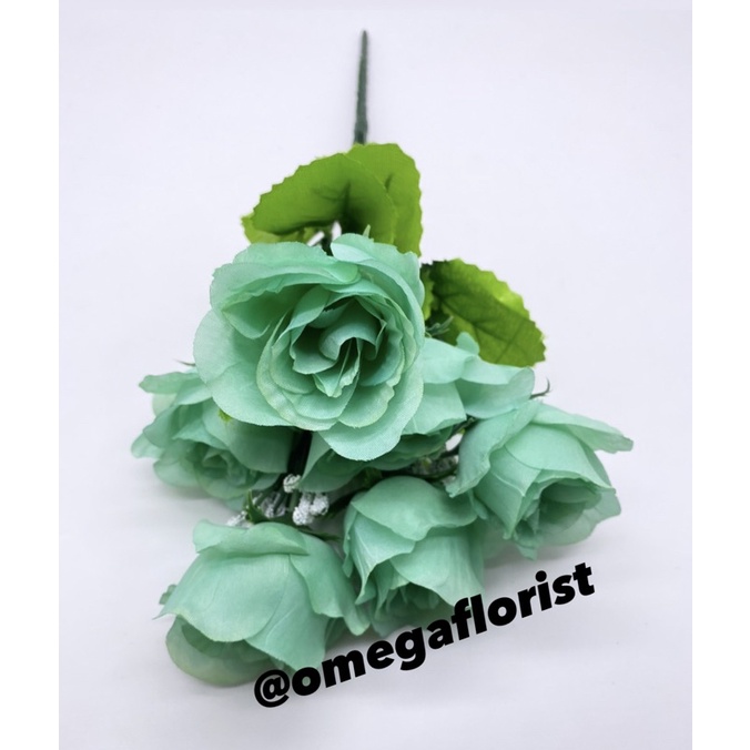 Rose Mangkok Artificial Bunga Artificial/Bunga Plastik/Bunga Dekorasi/Dekorasi Pernikahan/Pernikahan-Toska Tua