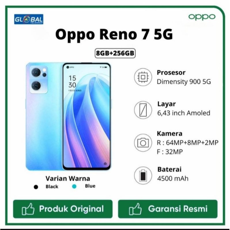 Hp Oppo Reno 7 5G 8GB/256GB GARANSI Resmi