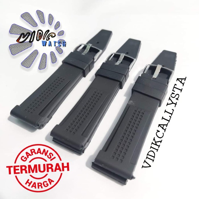 STRAP TALI JAM TANGAN KARET RUBBER PREMIUM 22MM HITAM 22 MM FREE PEN GRATIS