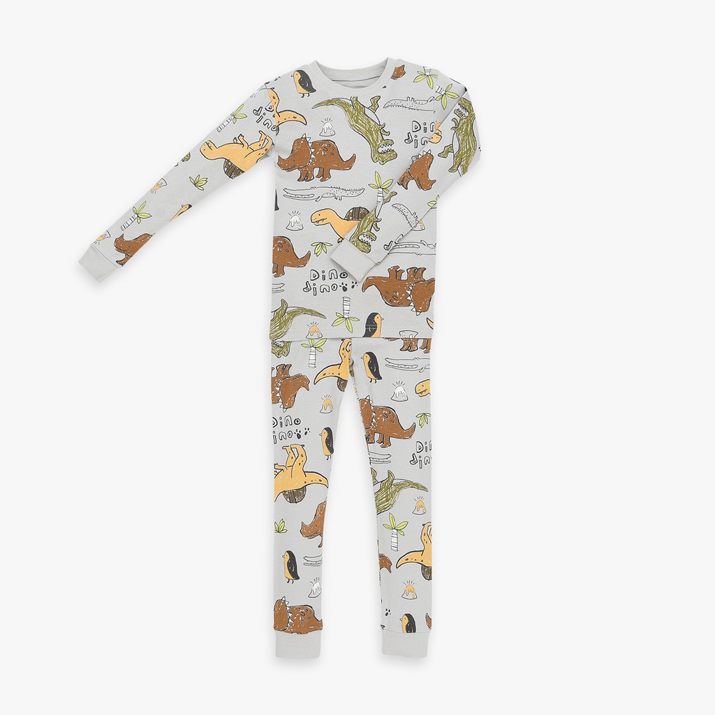 PIYAMA BAJU  TIDUR ANAK  PREMIUM GREY DINO 1 12 TAHUN 