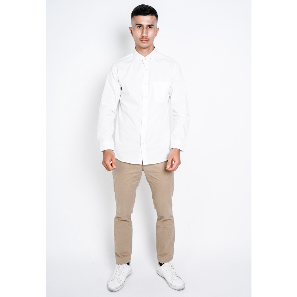 Kemeja Poplin Pria Panjang Putih Polos/LARUSSO / K068