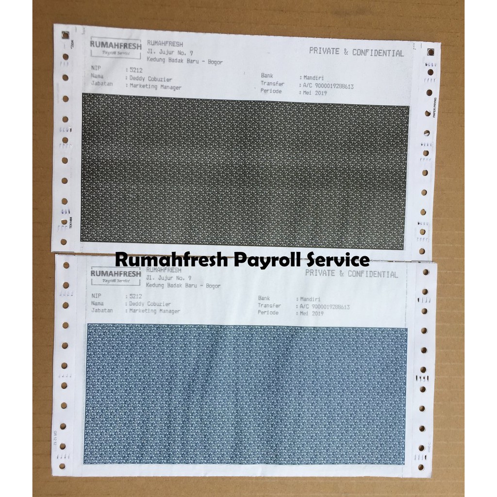 Cetak Payrol Slip Gaji Kertas Carbonize 3ply Confidential print dotmatrix custom Rumahfresh Payroll