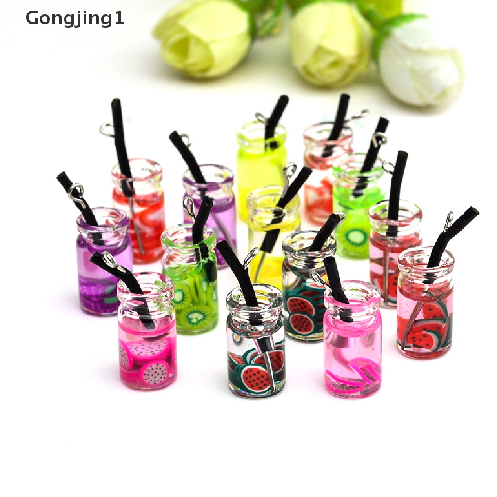 Gongjing1 5Pcs / Set Liontin Bentuk Botol Buah Bahan Resin Untuk Kerajinan Tangan / Perhiasan DIY