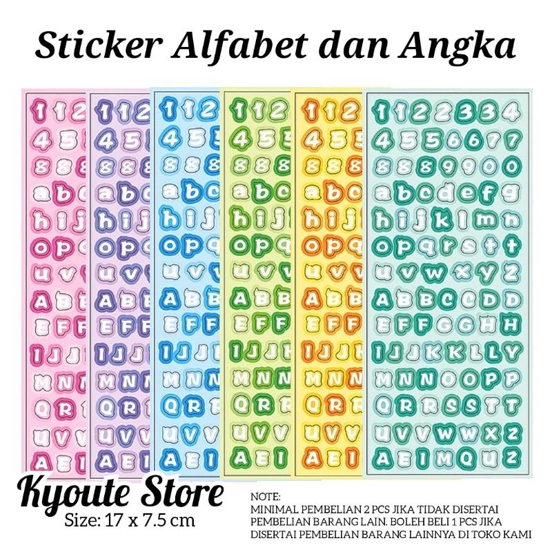 

Sticker Sheet Alphabet Number Abjad Angka Huruf Warna Warni Colorful Journal Planner Diary