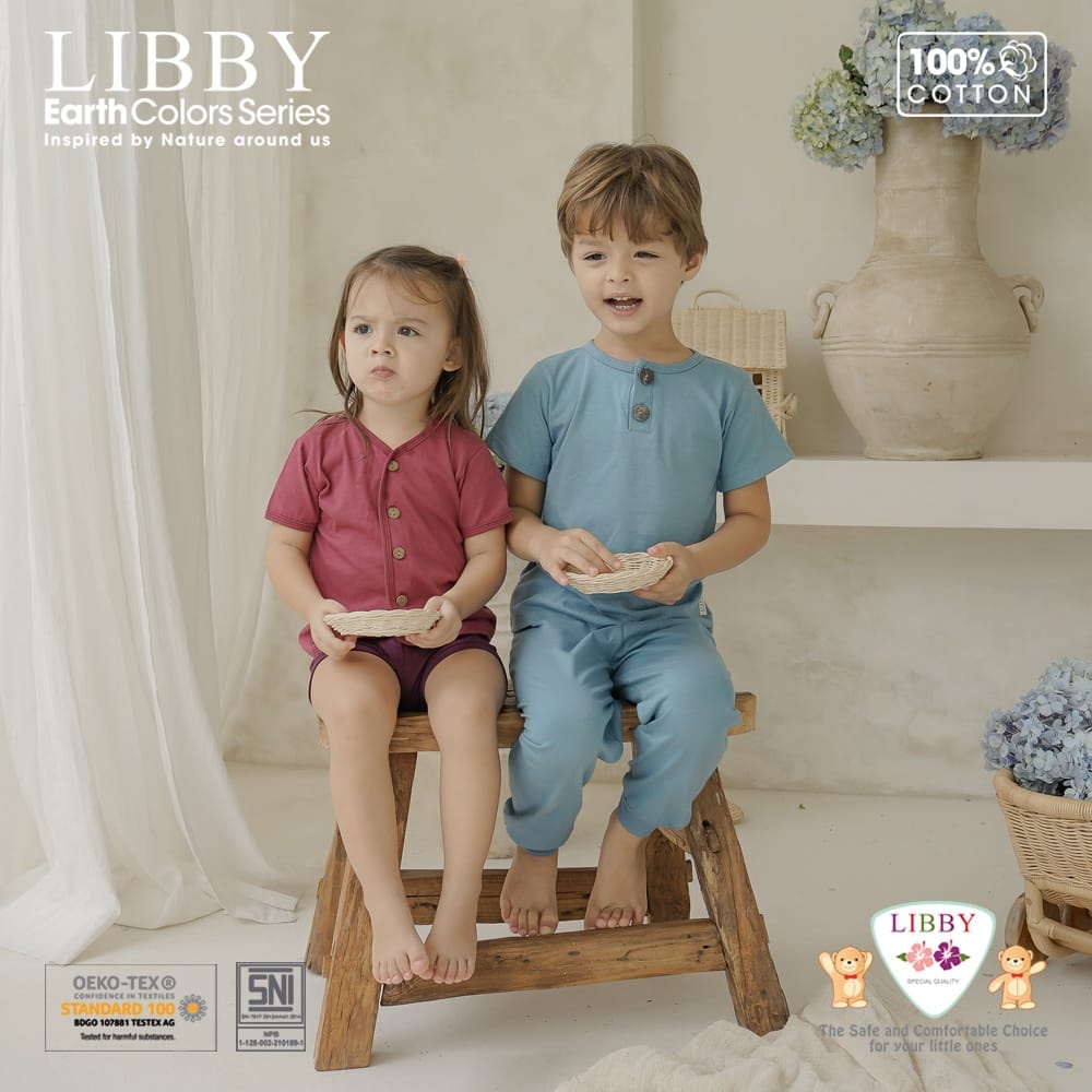 Libby Earth Series Fave  1-4 Tahun Setelan Baju Bayi Pendek Celana Panjang 1-4 Tahun Baju Anak Baby &amp; Kid