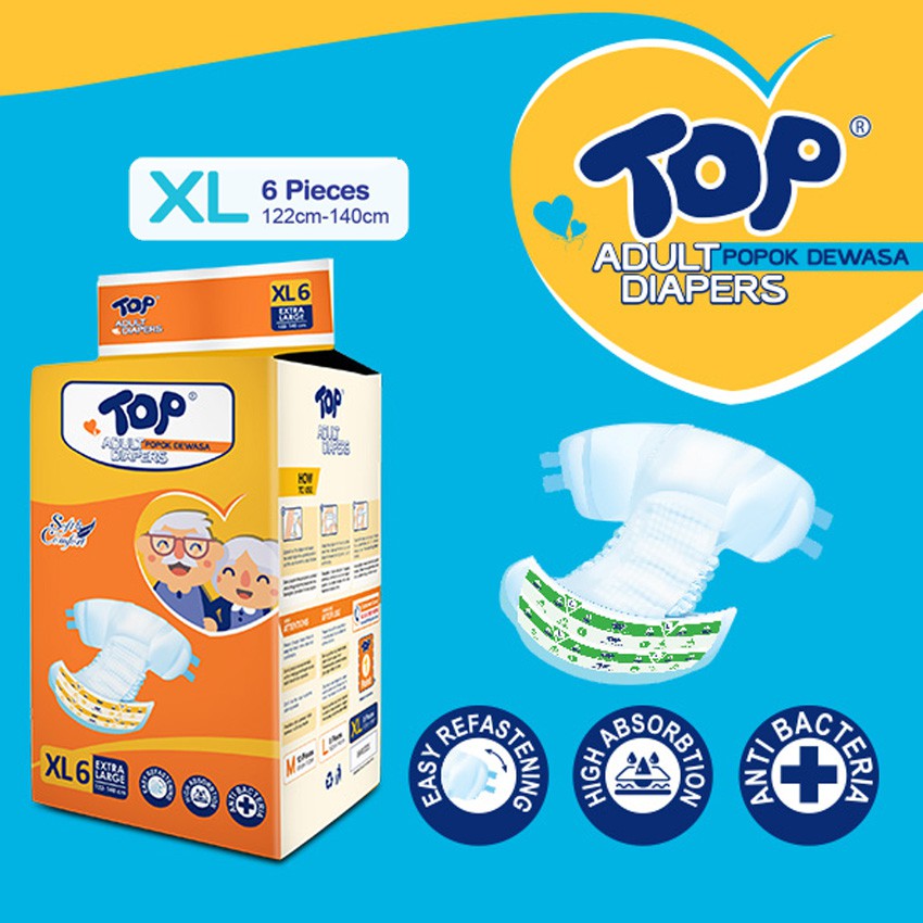 TOP Adult Diapers M8/L7/XL6 - TOP Popok Dewasa M8/L7/XL6