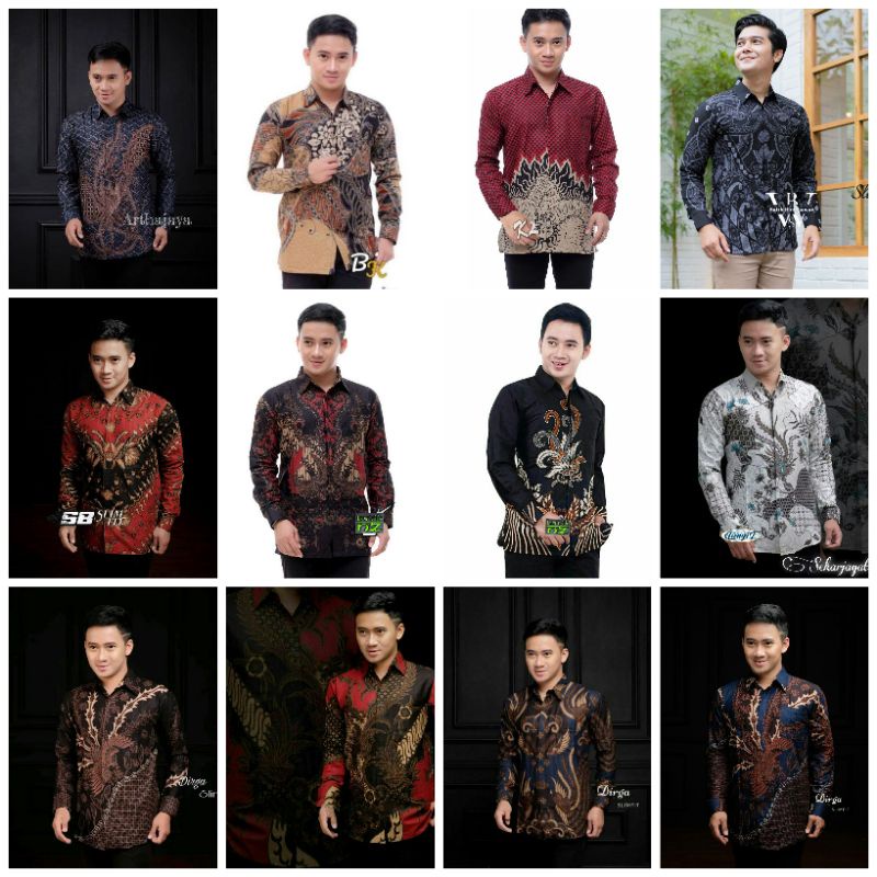 Kemeja Batik Pria Lengan Panjang 12 motif m l xl xxl
