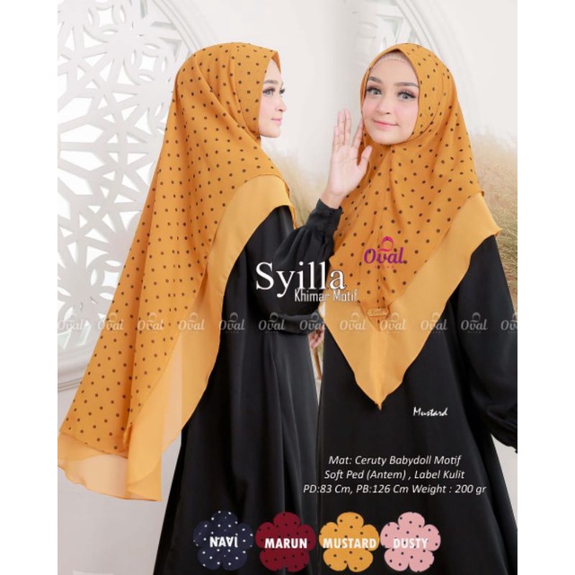 KHIMAR MOTIF "SYILLA" MURAH BERKUALITAS BY OVAL