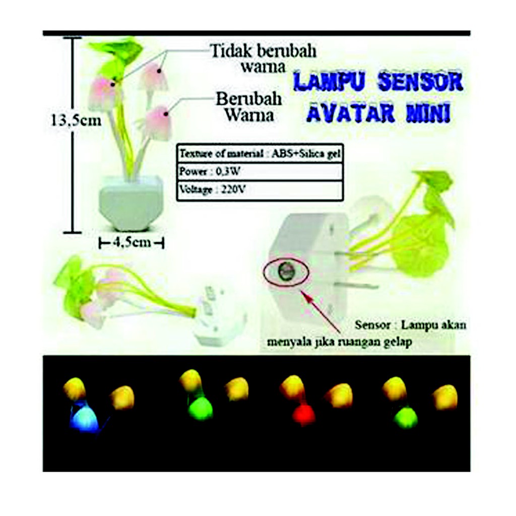 Lampu Tidur Jamur Sensor Gelap Ukuran Jumbo no Yang Kecil Lampu Jamur Avatar Night Lamp Mushroom