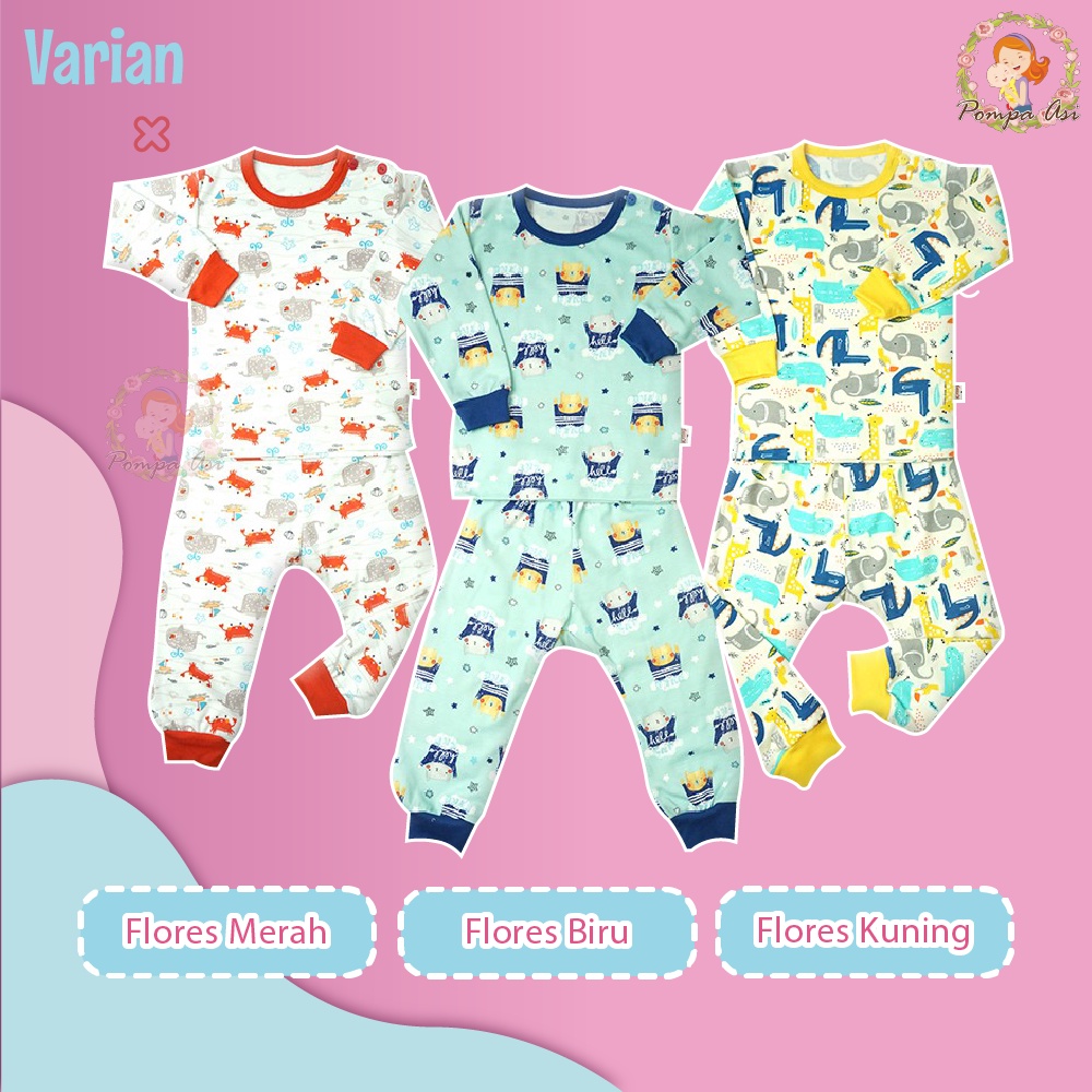 Libby Set Oblong Motif Setelan Piyama Pajamas Lengan Panjang Bayi Dan Anak By Mallpompaasi