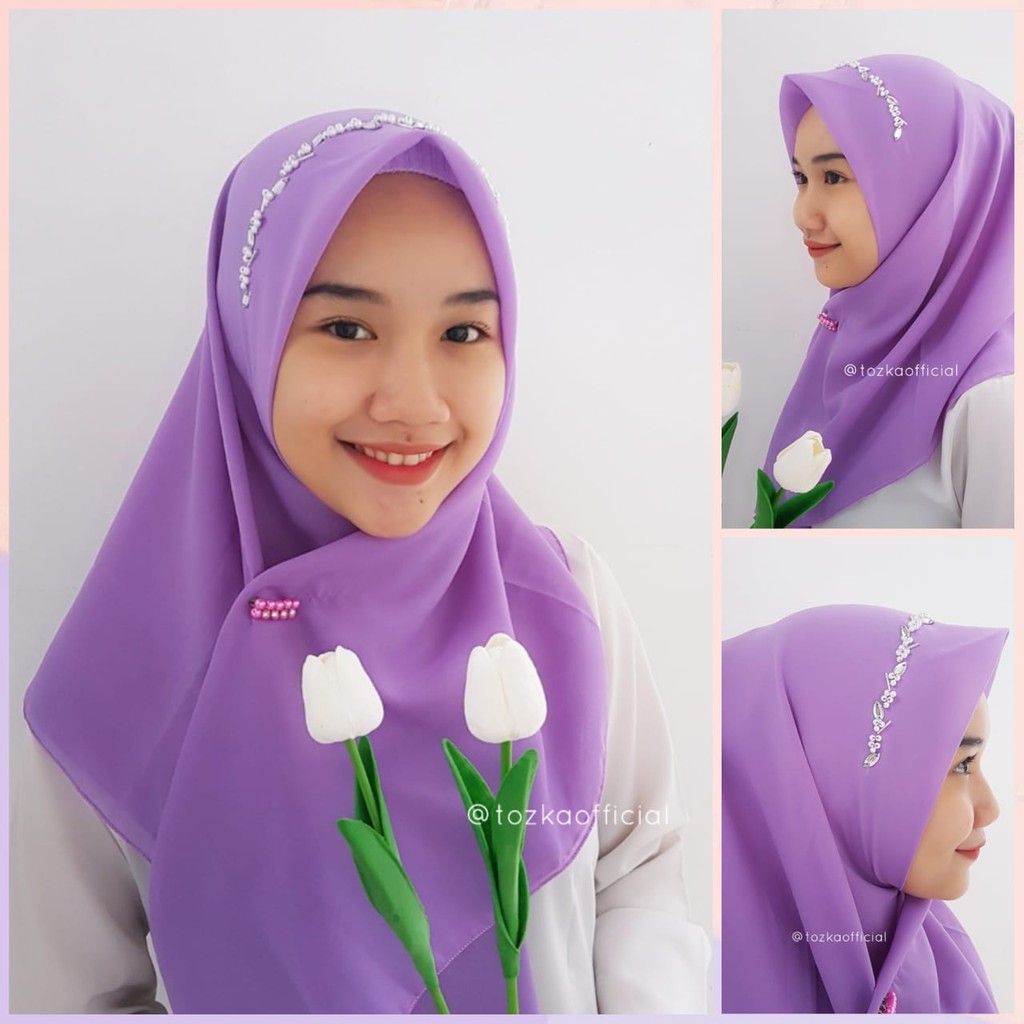 Bella mutiara payet I Hijab segiempat polycotton payet I Jilbab segiempat 115 x 115 cm