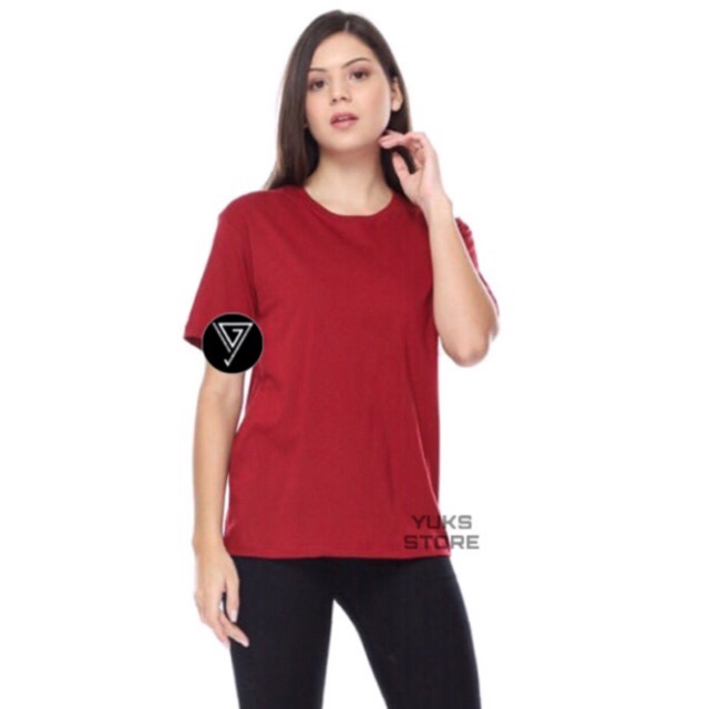 KAOS POLOS MAROON COTTON COMBAD 24s PRIA DAN WANITA BASIC