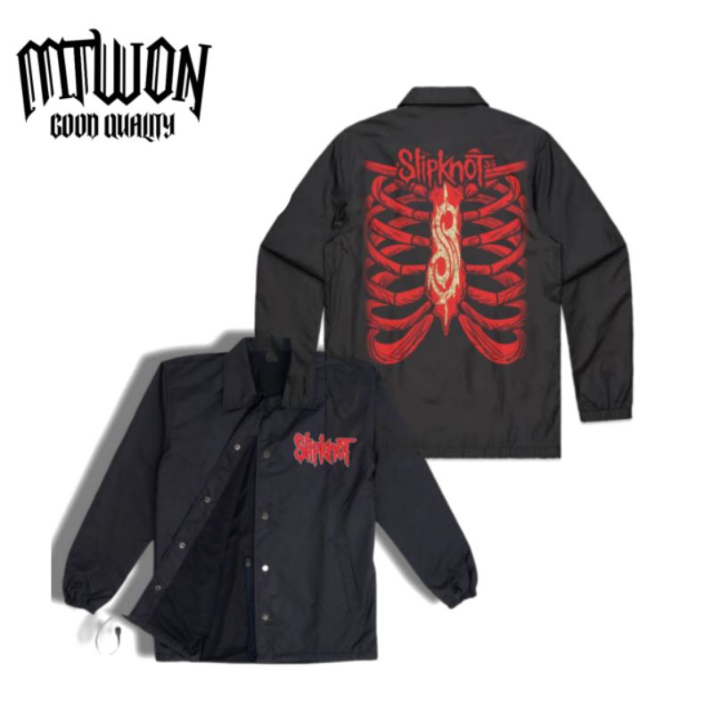 Coach jaket band SLIPKNOT METAL ROCK PUNK logo windbreakers taslan jaket parasut pria wanita hitam